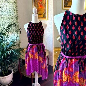 Initmately Free people XS Black/Purple Paisely Rendezvous Slip Dress women's